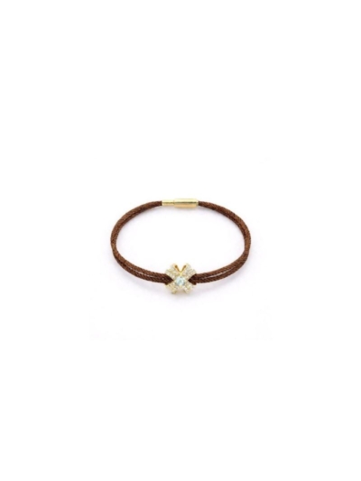 GOLD BEYAZ 14K ALTIN KAHVE FLEUR BİLEKLİK