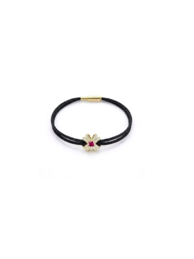 YAKUT 14K ALTIN SİYAH FLEUR BİLEKLİK