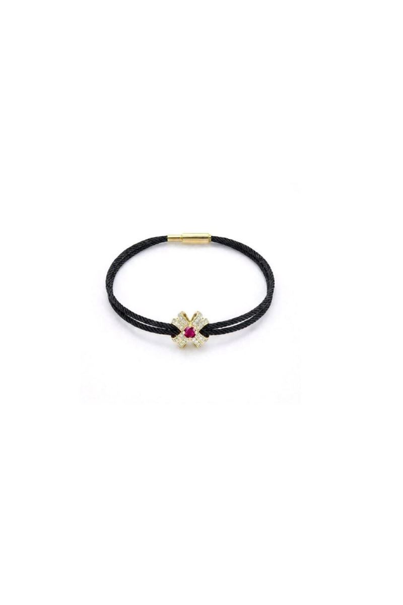 YAKUT 14K ALTIN SİYAH FLEUR BİLEKLİK