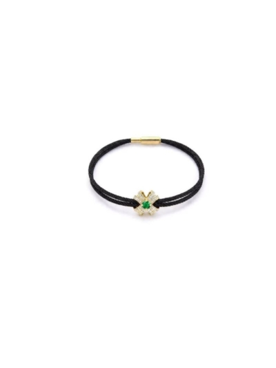 ZÜMRÜT 14K ALTIN SİYAH FLEUR BİLEKLİK