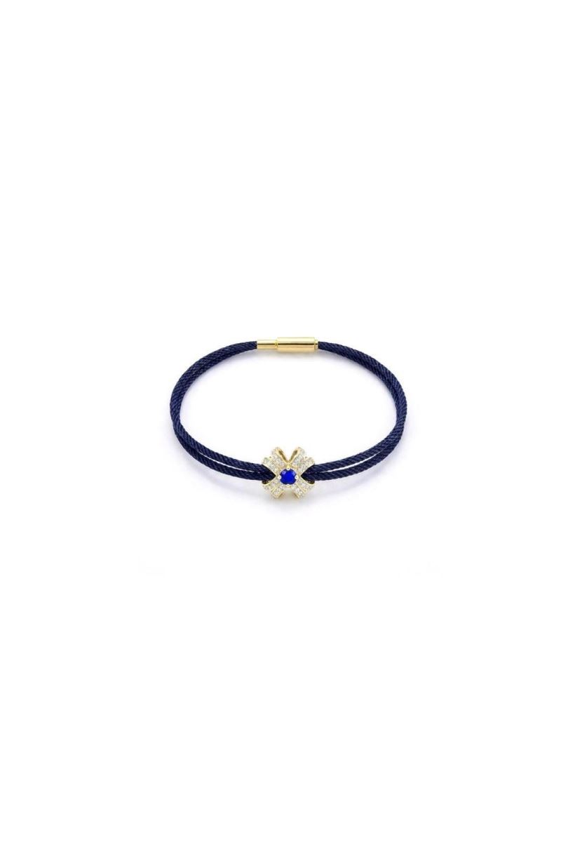 GOLD 14K ALTIN LACİVERT FLEUR BİLEKLİK