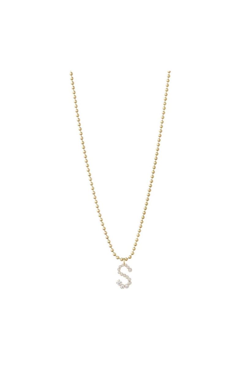 GOLD DIAMOND HARF UÇ KOLYE