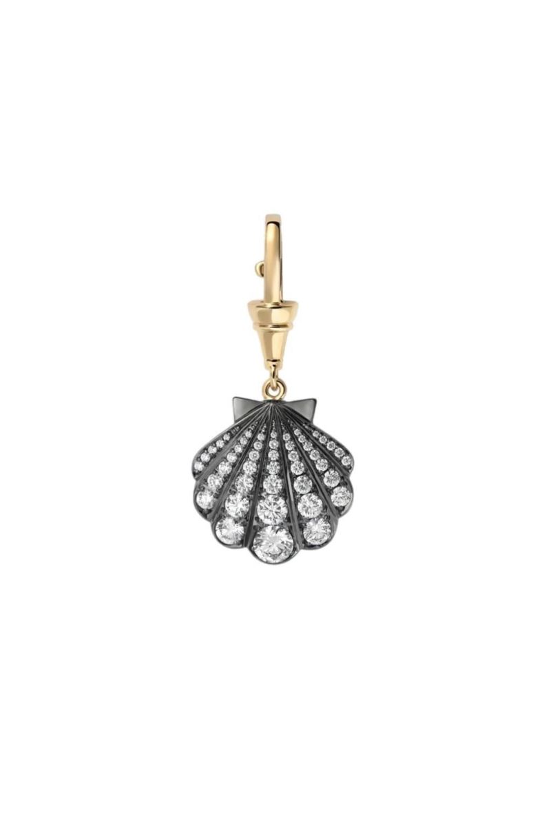 SİYAH GOLD SHELL DİAMOND PENDANT KOLYE UCU