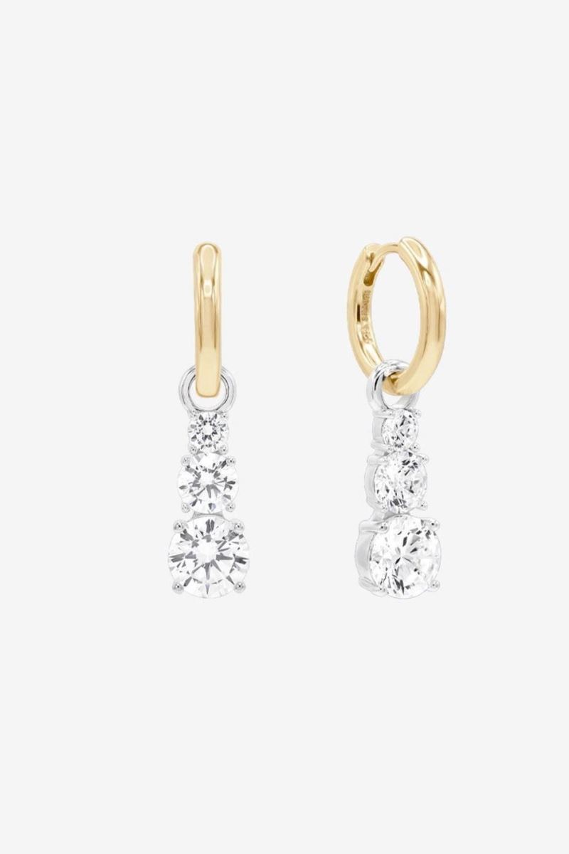 GOLD SİLVER HALKA G COLOR MOZANİT KÜPE