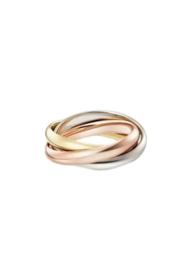 GOLD ROSE SİLVER TRİNİTY 14 AYAR ALTIN YÜZÜK