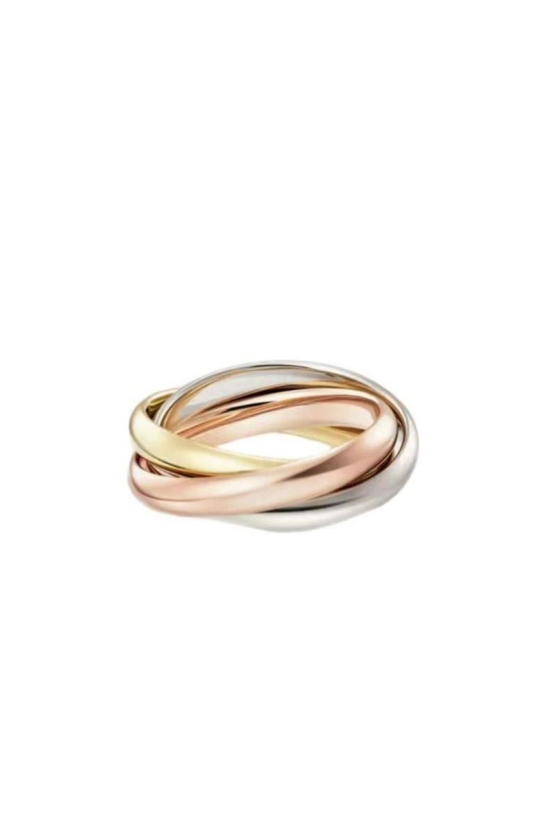 GOLD ROSE SİLVER TRİNİTY 14 AYAR ALTIN YÜZÜK